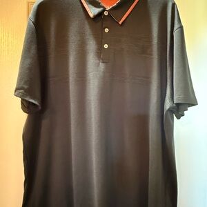 Chaps charcoal Gray Polo Shirt with Burnt Red Accents